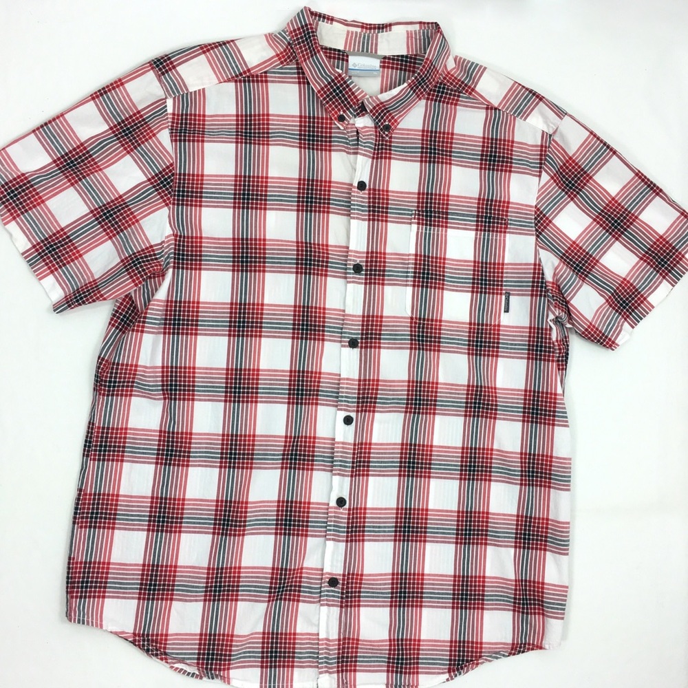 Columbia | Short Sleeve Button Up Plaid Top